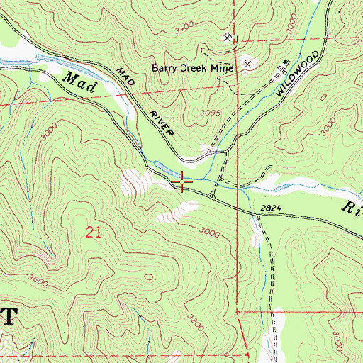 Topographic Map of Barry Creek, CA