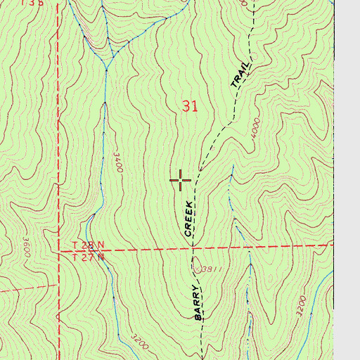 Topographic Map of Barry Creek Trail, CA