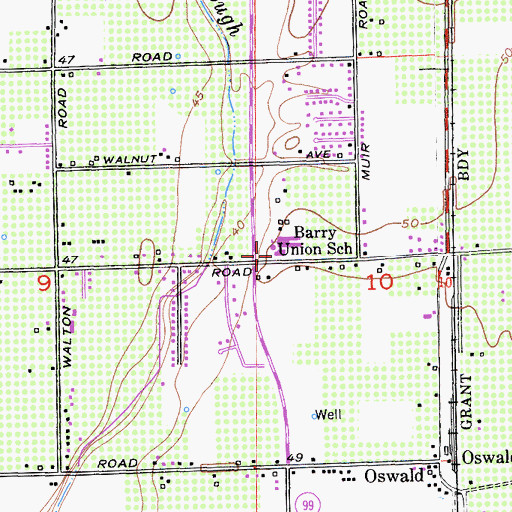 Topographic Map of Barry Elementary School, CA