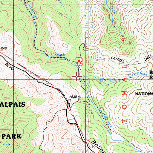 Topographic Map of Barths Creek, CA