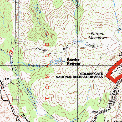 Topographic Map of Barths Retreat, CA