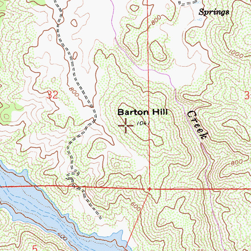 Topographic Map of Barton Hill, CA
