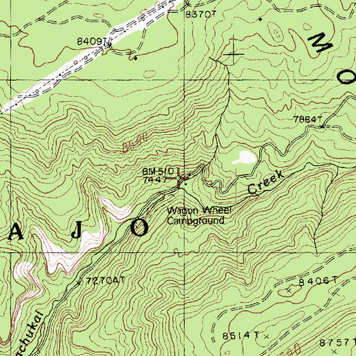 Topographic Map of Wagon Wheel Campground, AZ