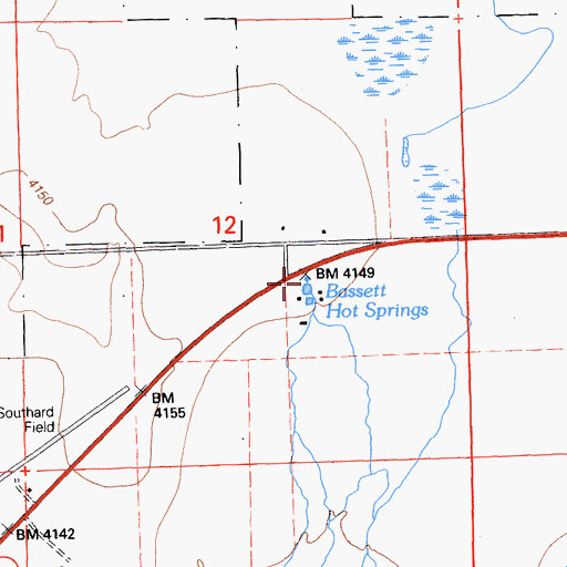 Topographic Map of Bassett Hot Springs, CA