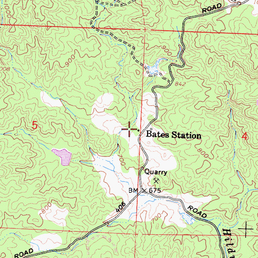 Topographic Map of Bates Station, CA