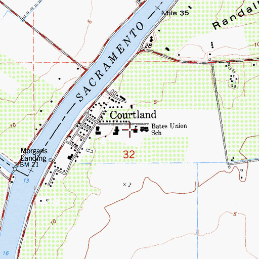 Topographic Map of Bates Elementary School, CA