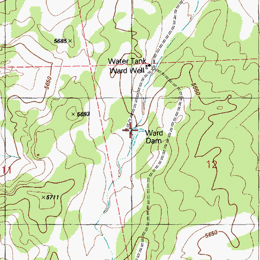 Topographic Map of Ward Dam, AZ