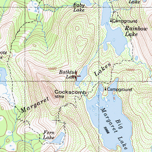 Topographic Map of Bathtub Lake, CA