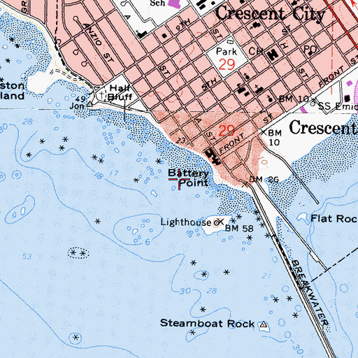 Topographic Map of Battery Point, CA