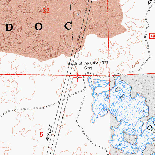 Topographic Map of Battle of Dry Lake 1873, CA