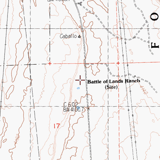 Topographic Map of Battle of Lands Ranch, CA