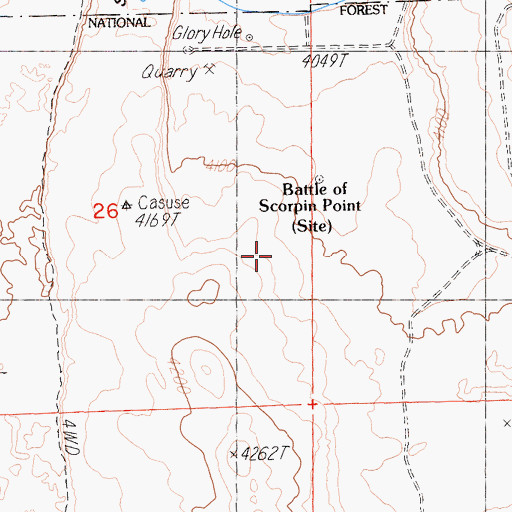 Topographic Map of Battle of Scorpion Point, CA