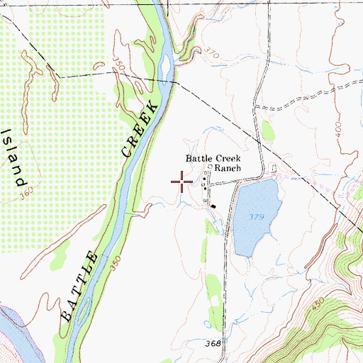 Topographic Map of Battle Creek Ranch, CA