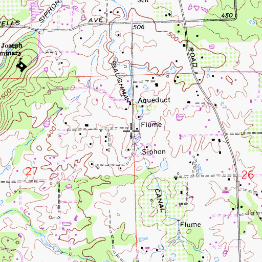 Topographic Map of Baughman Canal, CA