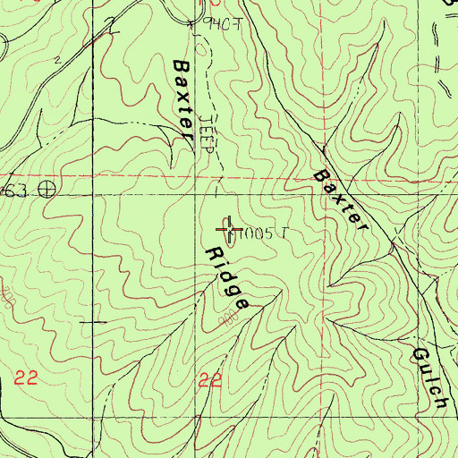 Topographic Map of Baxter Ridge, CA