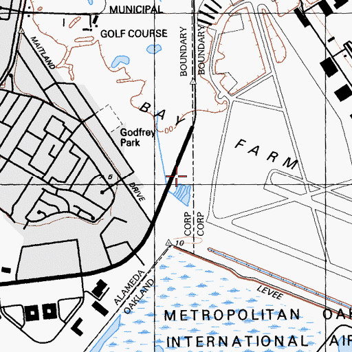 Topographic Map of Bay Farm Island, CA
