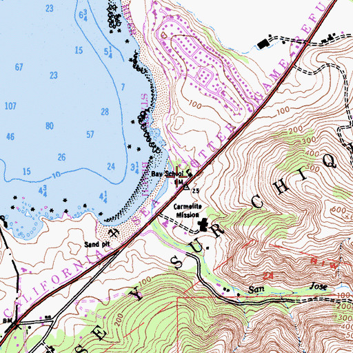 Topographic Map of Bay School, CA