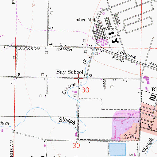 Topographic Map of Bay School, CA