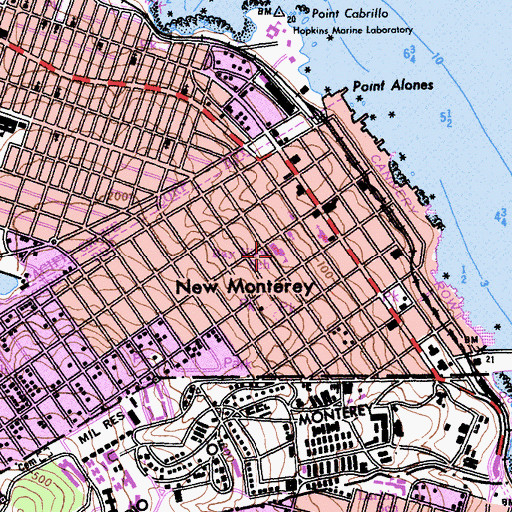 Topographic Map of Bay View Elementary School, CA