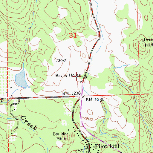 Topographic Map of Bayley House, CA