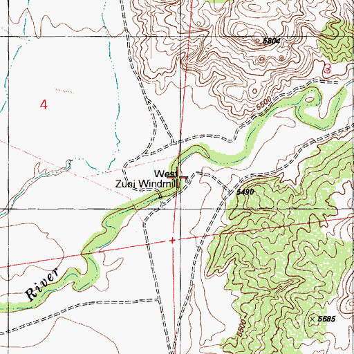 Topographic Map of West Zuni Windmill, AZ