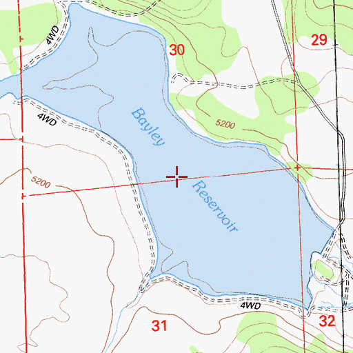 Topographic Map of Bayley Reservoir, CA