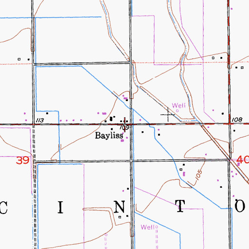 Topographic Map of Bayliss, CA