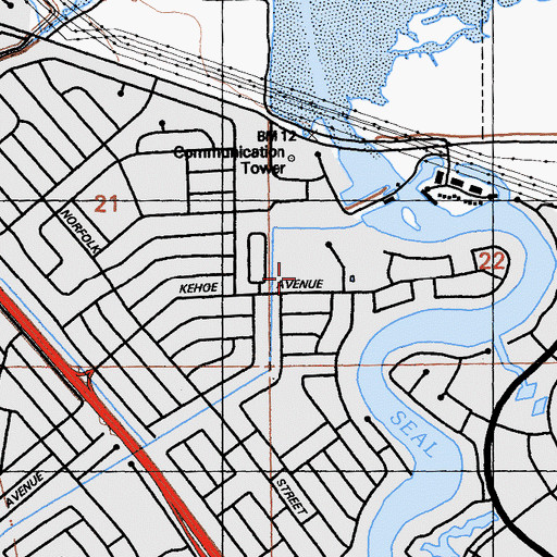 Topographic Map of Bayside Middle School, CA