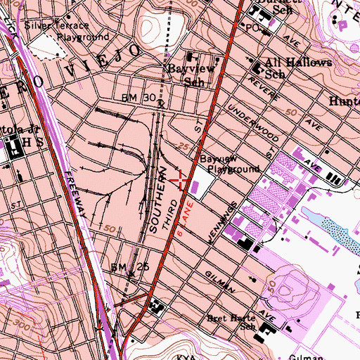 Topographic Map of Bayview Playground, CA