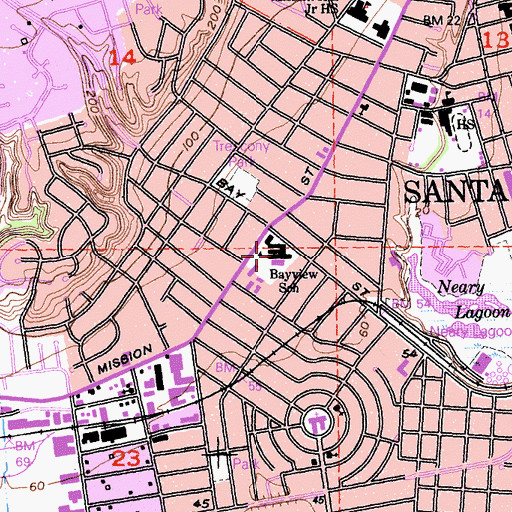Topographic Map of Bay View Elementary School, CA