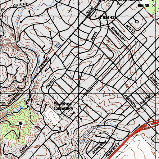 Topographic Map of Baywood Elementary School, CA