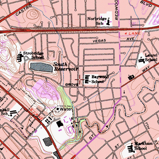 Topographic Map of Baywood School, CA