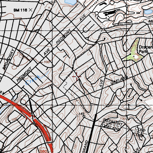 Topographic Map of Beach Elementary School, CA