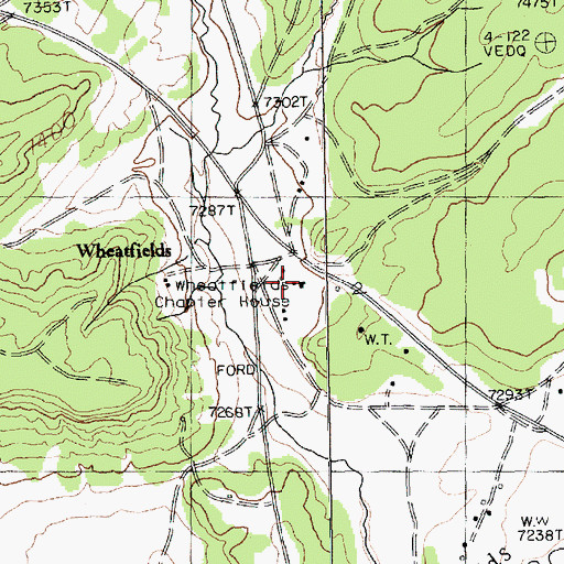 Topographic Map of Wheatfields Chapter House, AZ
