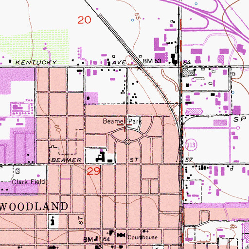 Topographic Map of Beamer Park, CA