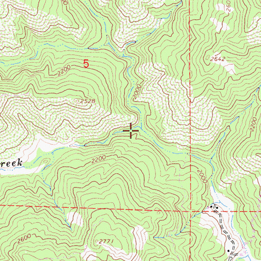 Topographic Map of Bean Creek, CA