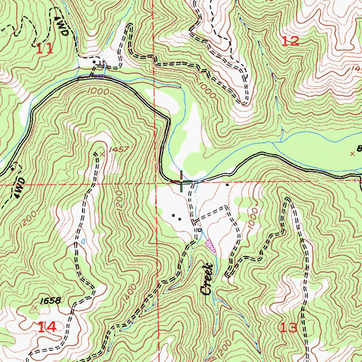 Topographic Map of Bear Creek, CA