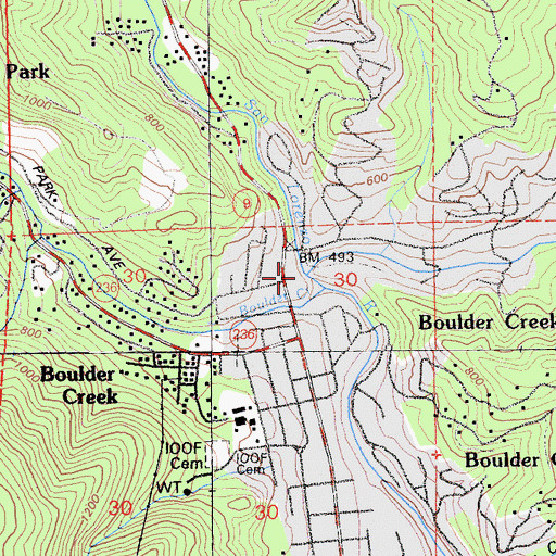 Topographic Map of Bear Creek, CA