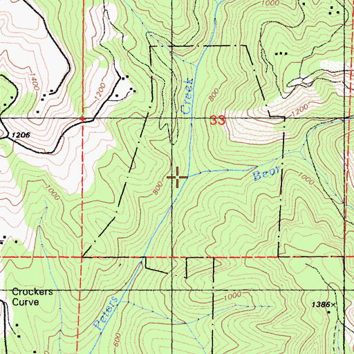 Topographic Map of Bear Creek, CA
