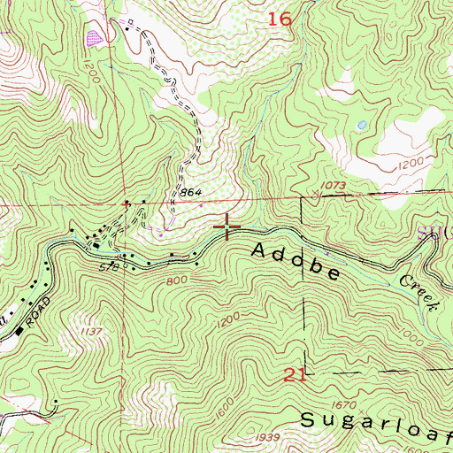 Topographic Map of Bear Creek, CA