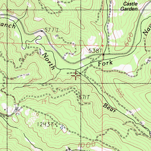 Topographic Map of Bear Creek, CA