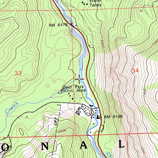 Topographic Map of Bear Creek, CA