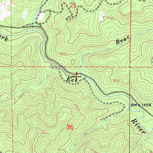 Topographic Map of Bear Creek, CA