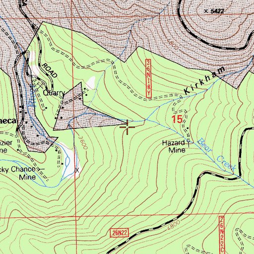 Topographic Map of Bear Creek, CA