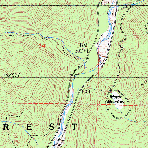 Topographic Map of Bear Creek, CA