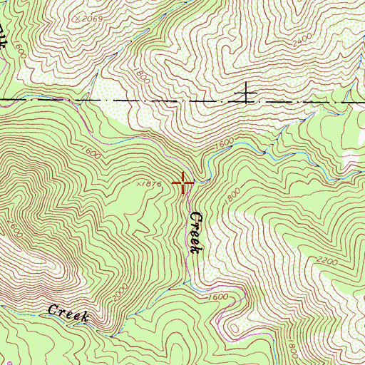 Topographic Map of Bear Creek, CA