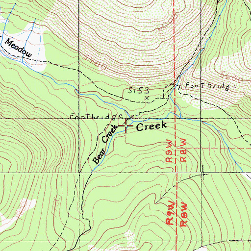 Topographic Map of Bear Creek, CA