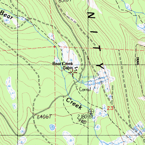 Topographic Map of Bear Creek Cabin, CA