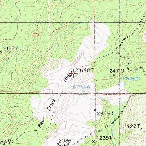 Topographic Map of Bear Creek Ridge, CA