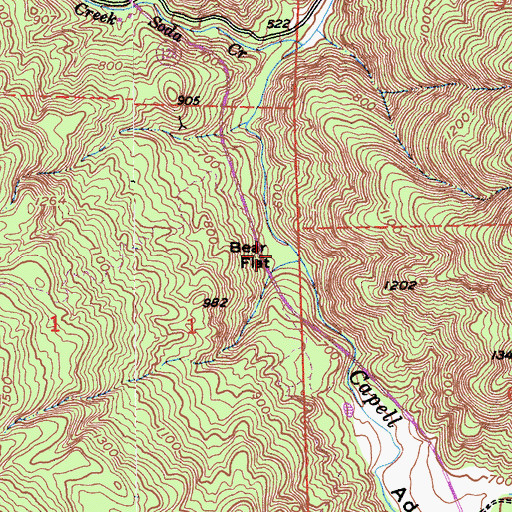 Topographic Map of Bear Flat, CA
